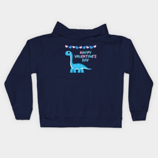 Kids Happy Valentines Day Dinosaur Kids Hoodie